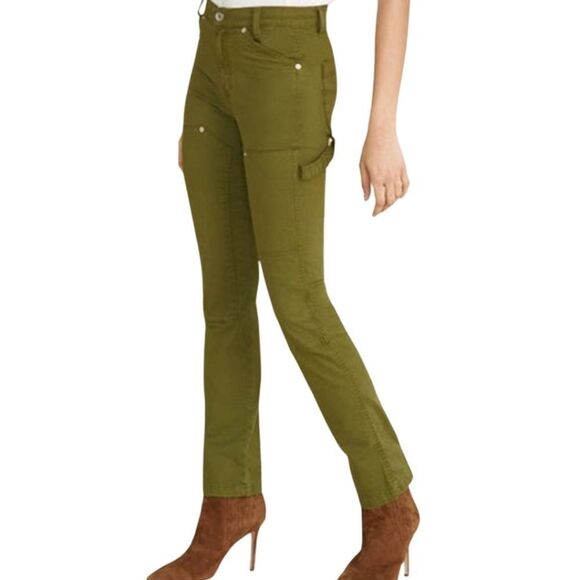 Veronica Beard Pants Women's 8 Green Lynne High Rise Straight Cargo Twill - Picture 1 of 6
